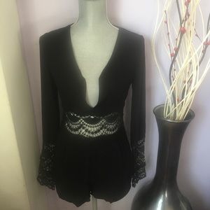 Honey Punch Crochet Detail Romper